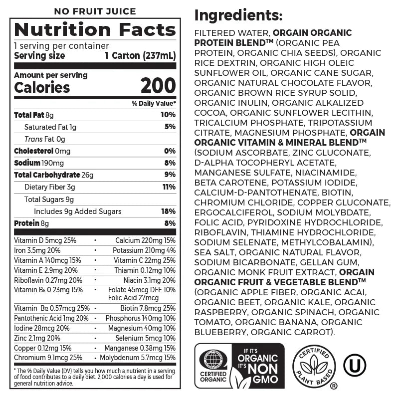 Kids Organic Plant Protein Nutritional Shake - Chocolate