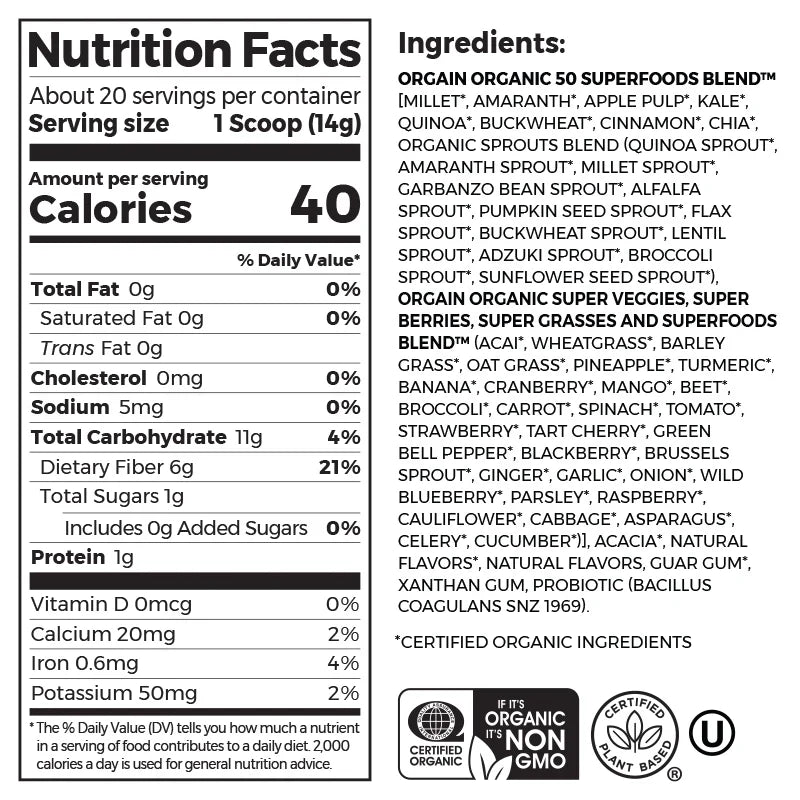 Organic Superfoods Probiotics Powder - Berry