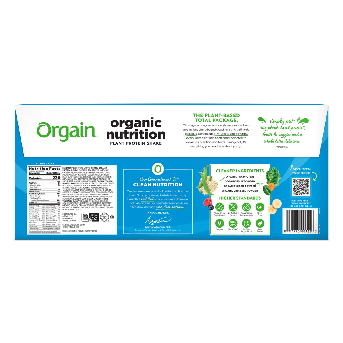 Vegan Organic Nutrition Shake - Vanilla Bean