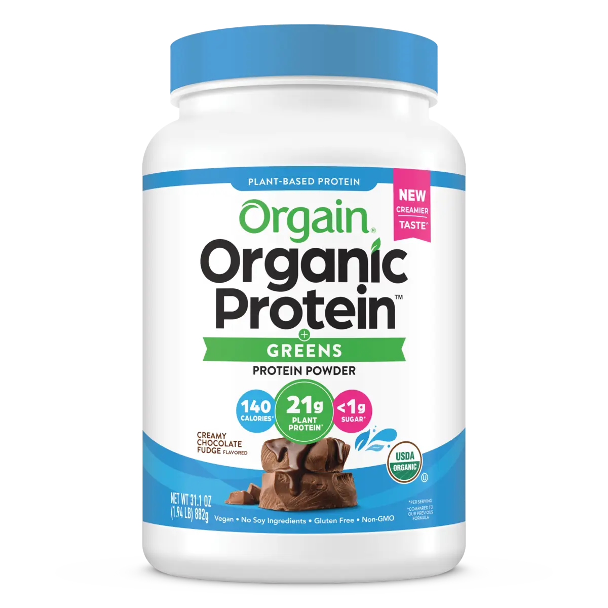 Organic Protein™ & Greens Plant Based Protein Powder - Creamy Chocolate Fudge