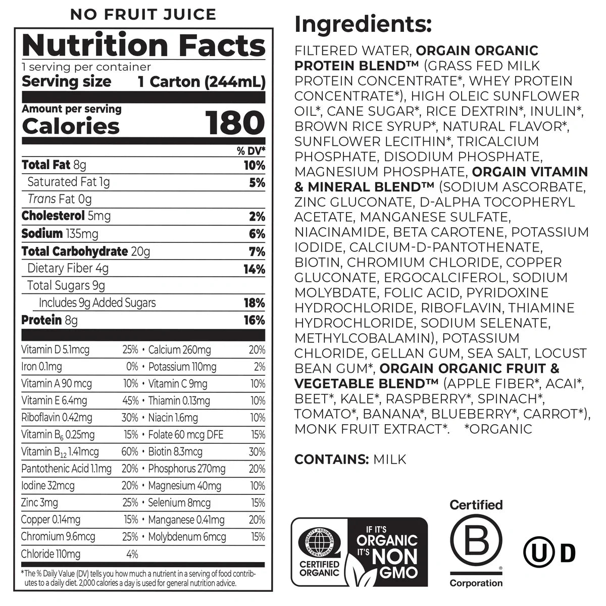 Kids Protein Organic Nutrition Shake - Fruity Cereal
