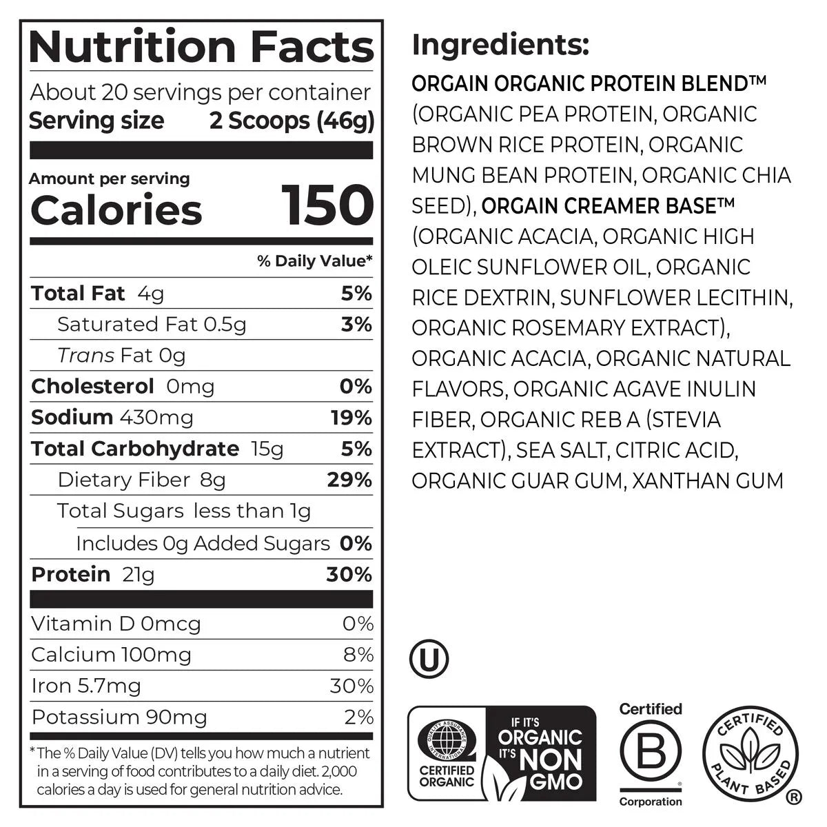 Organic Protein™ Plant Based Protein Powder - Strawberries & Cream