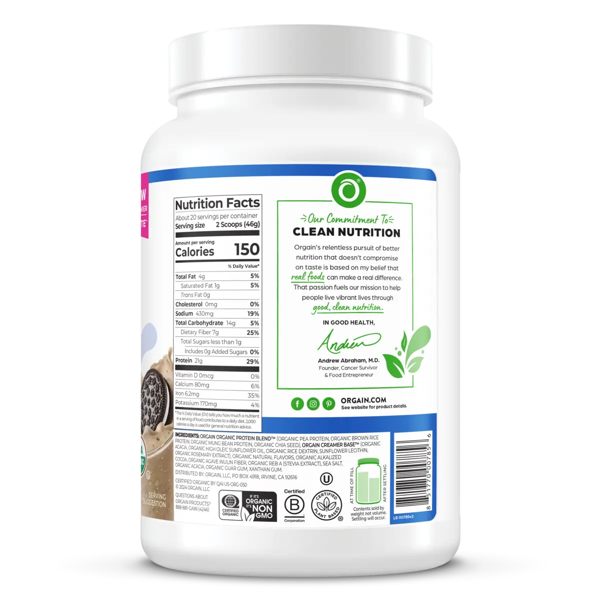 Organic Protein™ Plant Based Protein Powder - Cookies 'n Cream