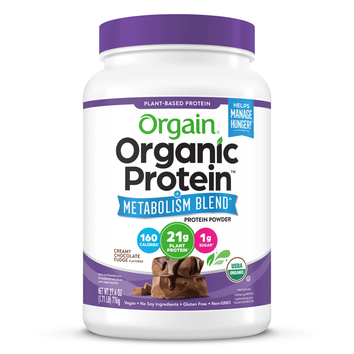 Organic Protein Powder + Metabolism Blend Creamy Chocolate Fudge
